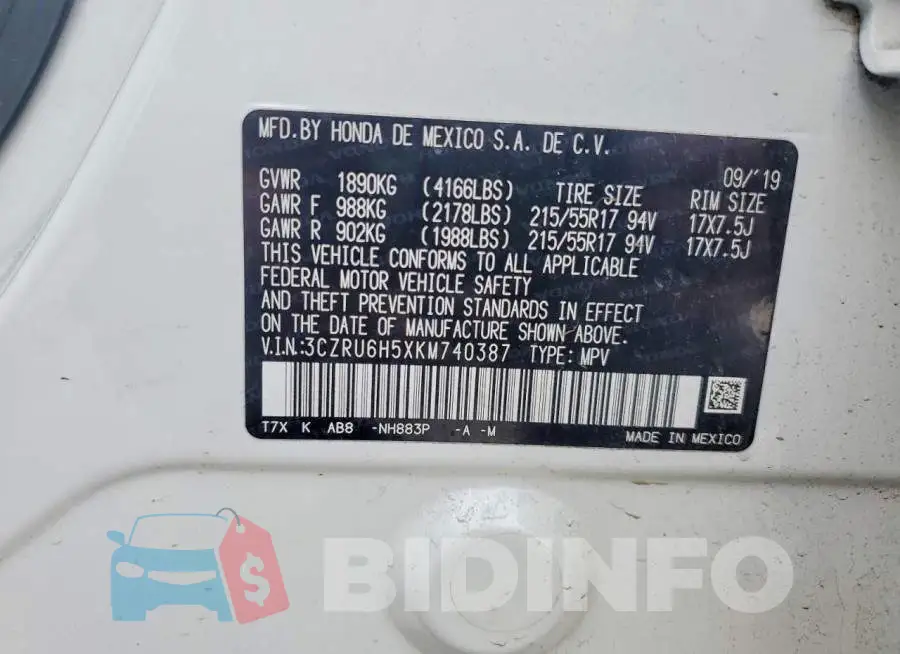 3CZRU6H5XKM740387 Photo# 14