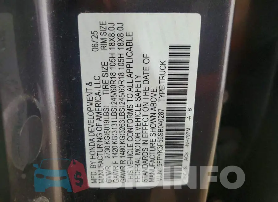 5FPYK3F56SB040287 Photo# 12