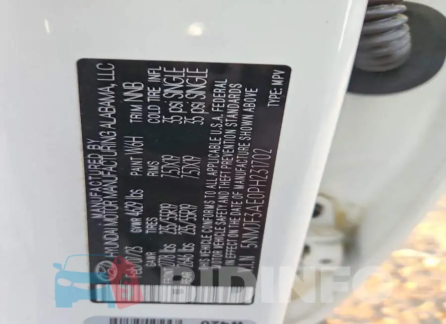 5NMJF3AE0PH231702 Photo# 13