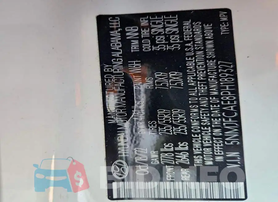 5NMJFCAE8PH189327 Photo# 13