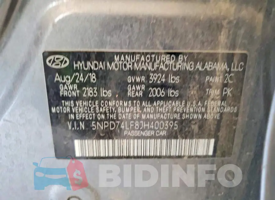 5NPD74LF8JH400395 Photo# 12