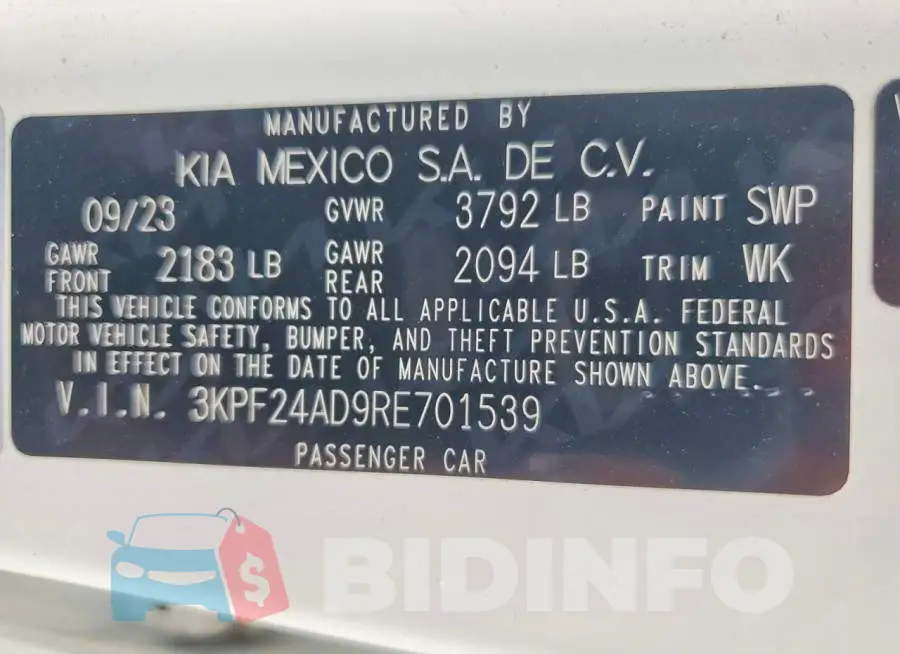 3KPF24AD9RE701539 Photo# 13