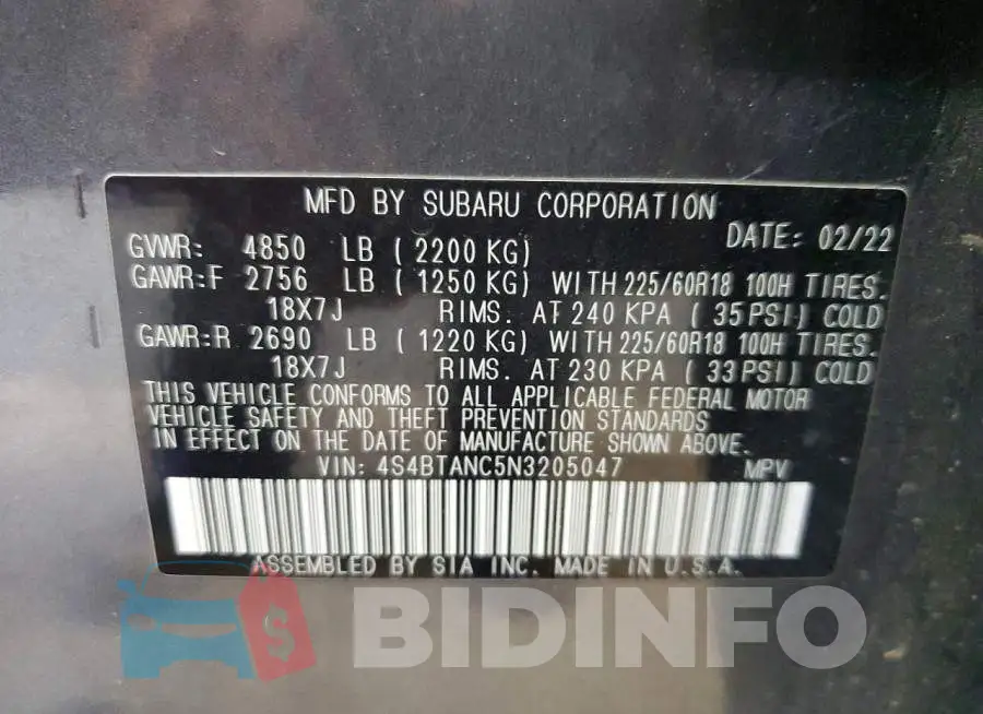 4S4BTANC5N3205047 Photo# 13