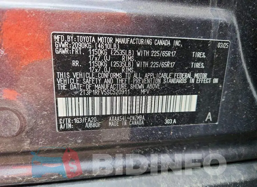2T3P1RFV5SC520911 Photo# 12