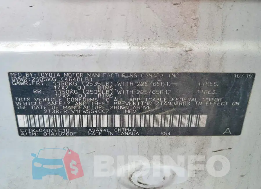 2T3RFREV1HW554007 Photo# 13