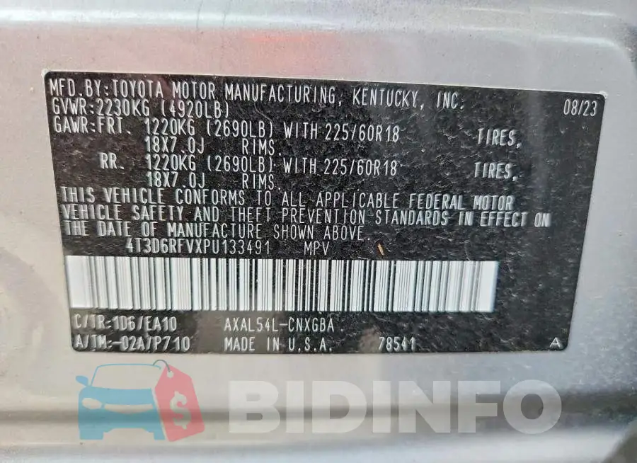 4T3D6RFVXPU133491 Photo# 13