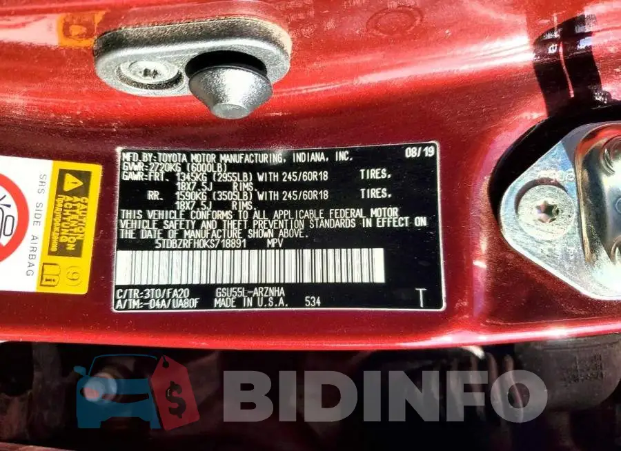 5TDBZRFH0KS718891 Photo# 14