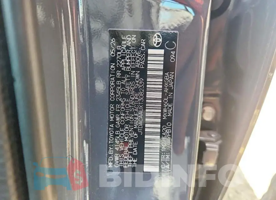JTDACAAUXT3082339 Photo# 13