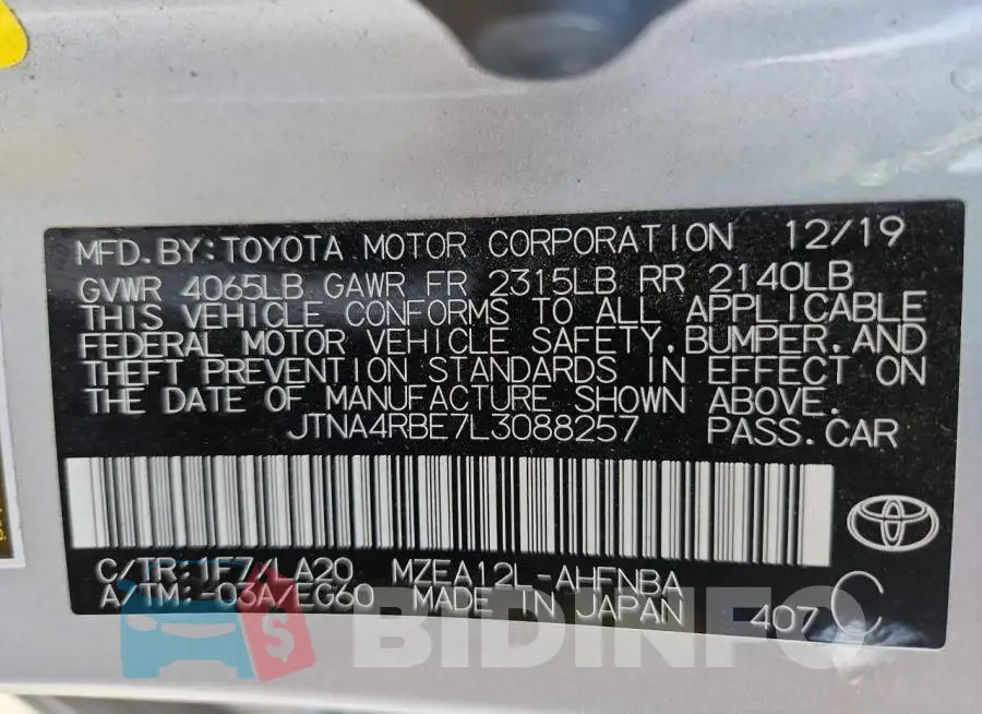 JTNA4RBE7L3088257 Photo# 13