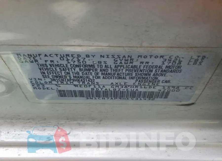 3N1CN7AP9HK431432 Photo# 12