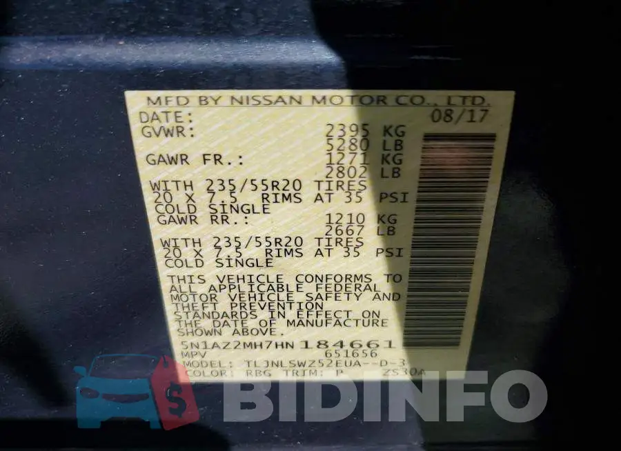5N1AZ2MH7HN184661 Photo# 14