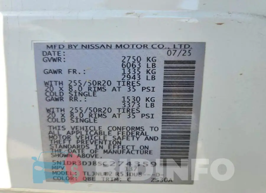 5N1DR3DJ8SC274359 Photo# 14
