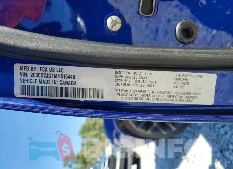 2C3CDZJG1MH615440 Photo# 13