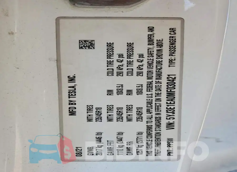 5YJ3E1EA0MF030421 Photo# 13