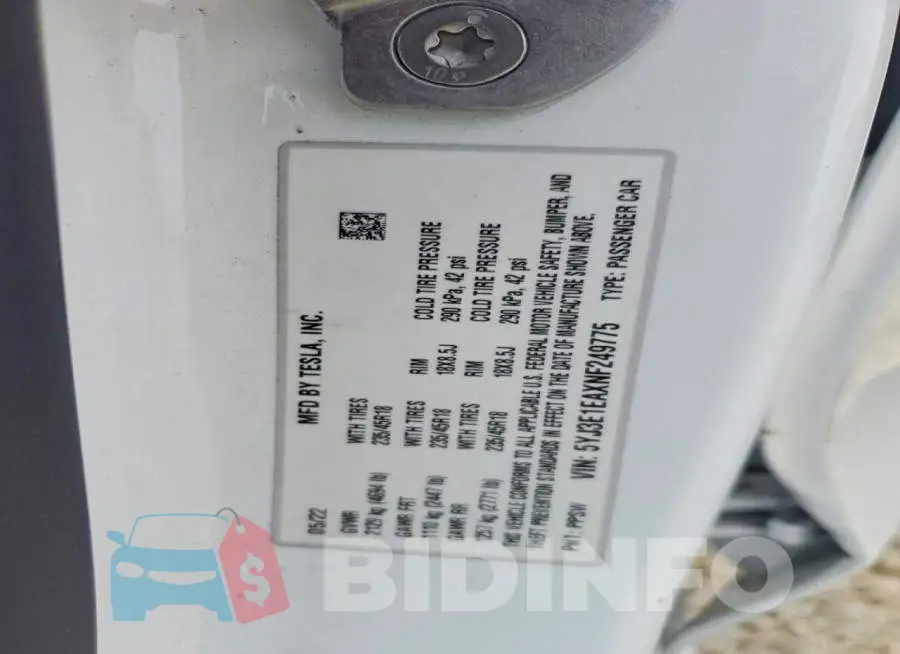 5YJ3E1EAXNF249775 Photo# 12
