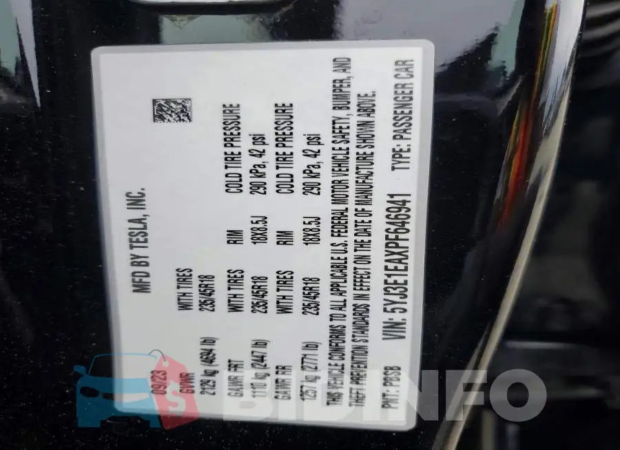 5YJ3E1EAXPF646941 Photo# 12