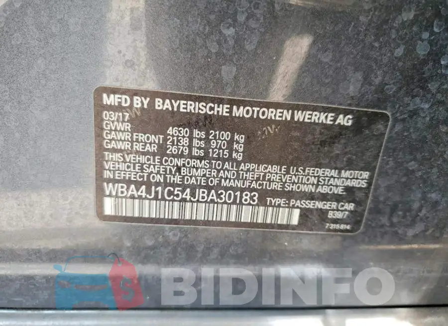 WBA4J1C54JBA30183 Photo# 13