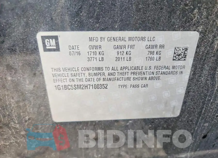 1G1BC5SM2H7100352 Photo# 12