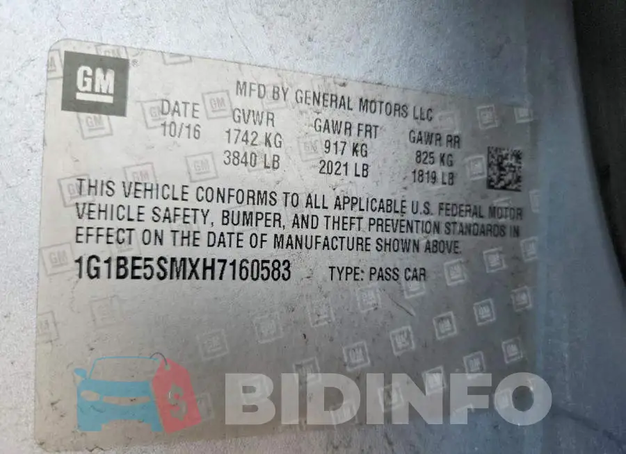 1G1BE5SMXH7160583 Photo# 13