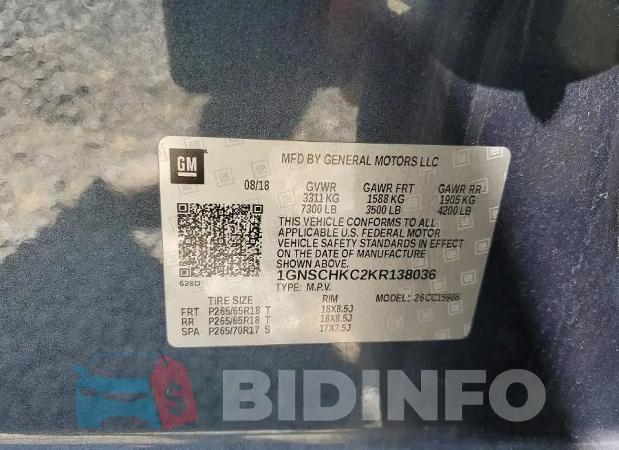 1GNSCHKC2KR138036 Photo# 14