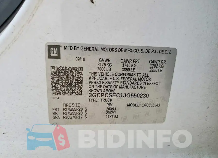 3GCPCSEC1JG550230 Photo# 12