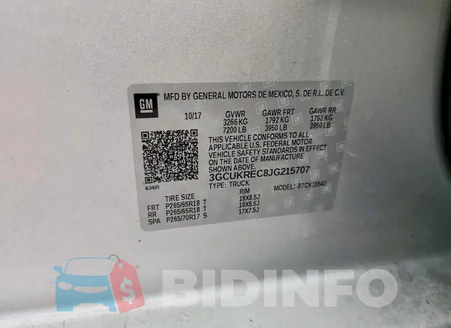 3GCUKREC8JG215707 Photo# 12