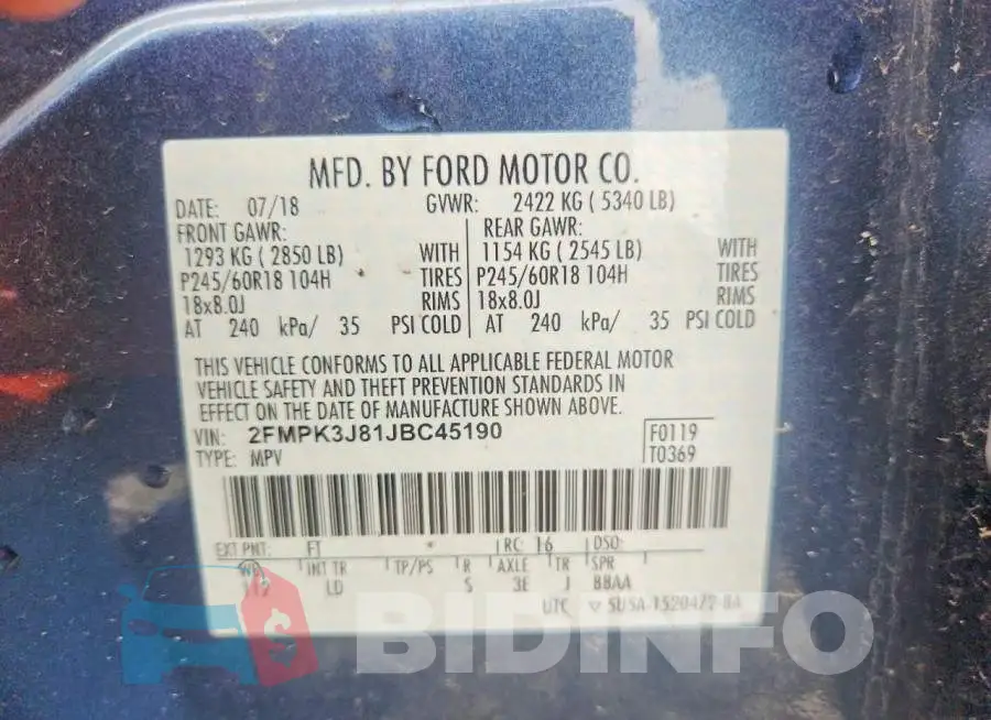 2FMPK3J81JBC45190 Photo# 13
