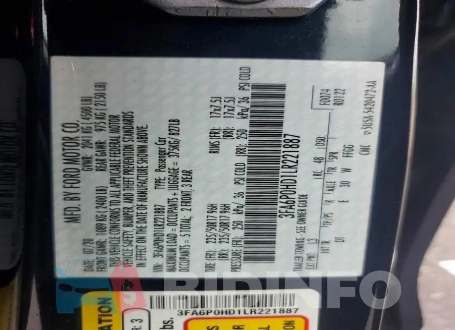 3FA6P0HD1LR221887 Photo# 12