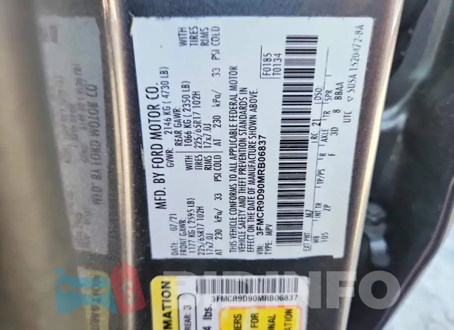 3FMCR9D90MRB06837 Photo# 13