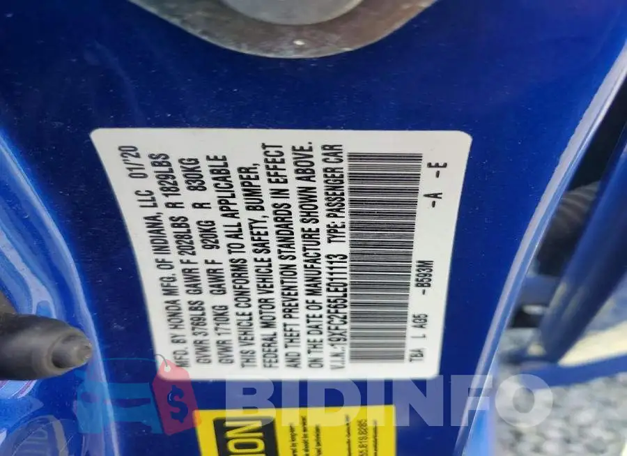 19XFC2F65LE011113 Photo# 12
