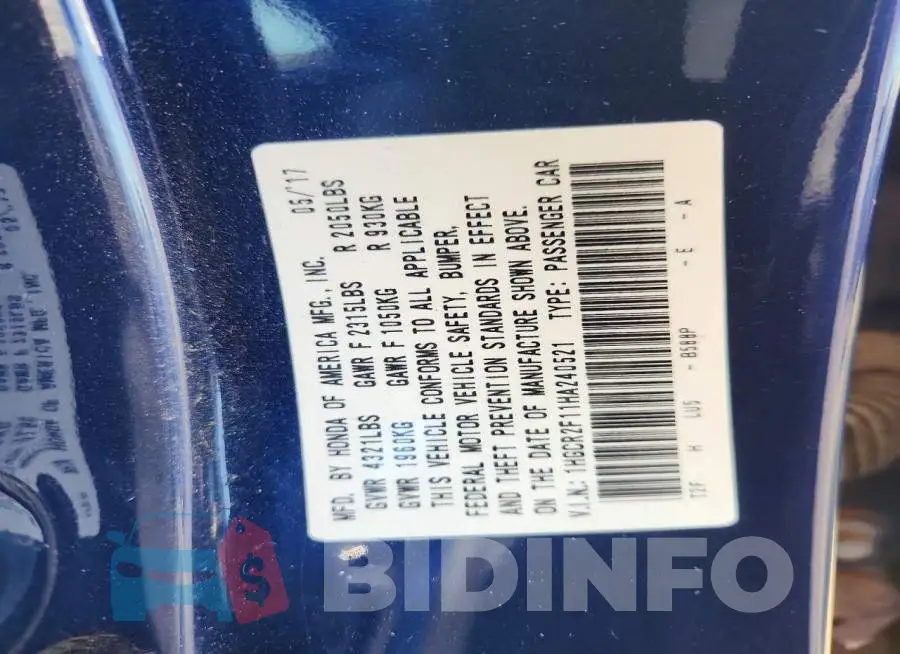 1HGCR2F11HA240521 Photo# 13