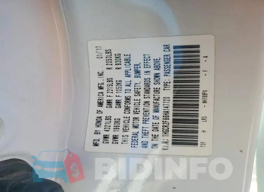 1HGCR2F86HA147720 Photo# 12