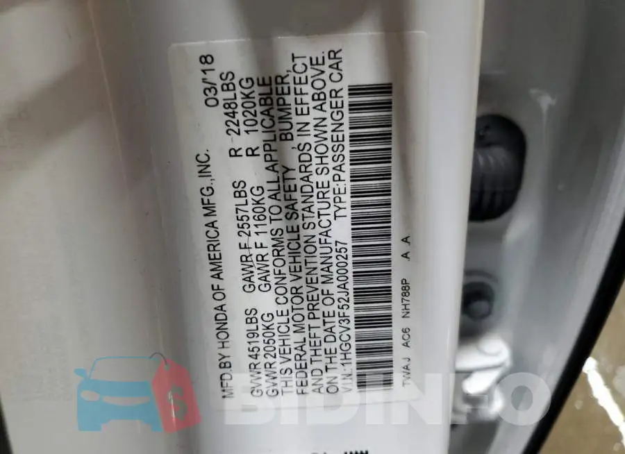 1HGCV3F52JA000257 Photo# 12