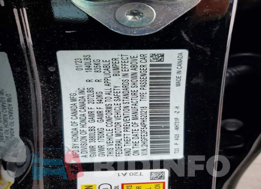 2HGFE2F54PH520218 Photo# 12