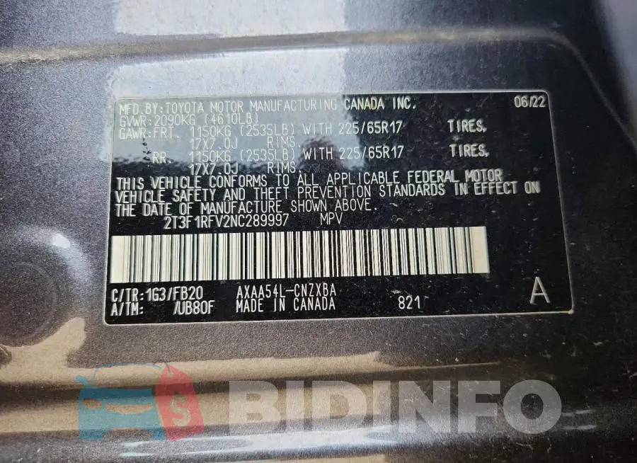 2T3F1RFV2NC289997 Photo# 12