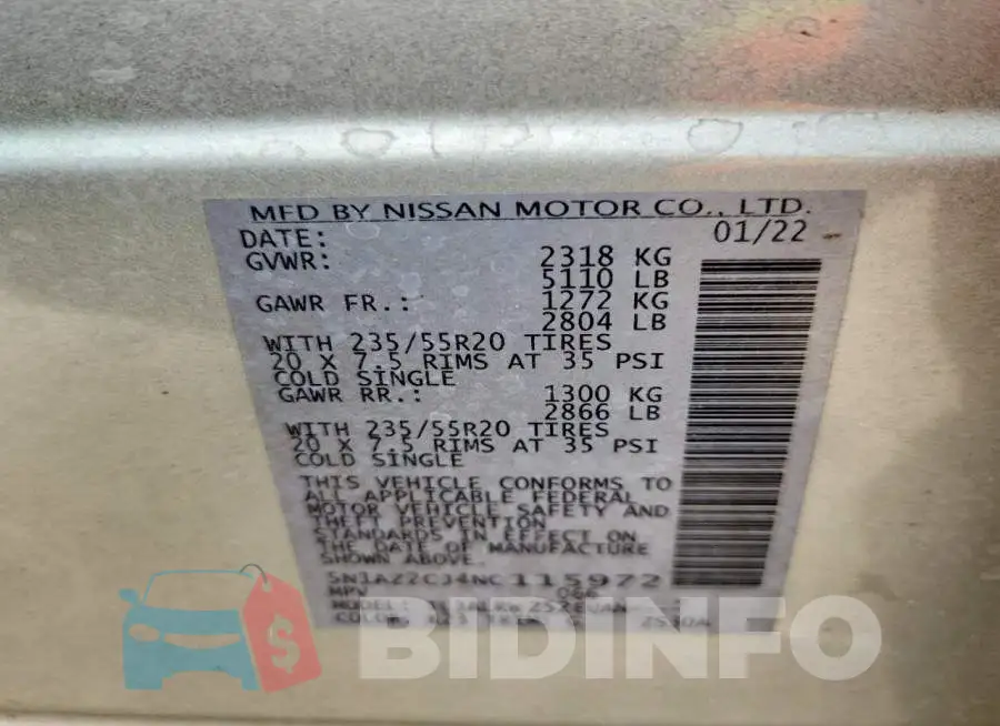 5N1AZ2CJ4NC115972 Photo# 13