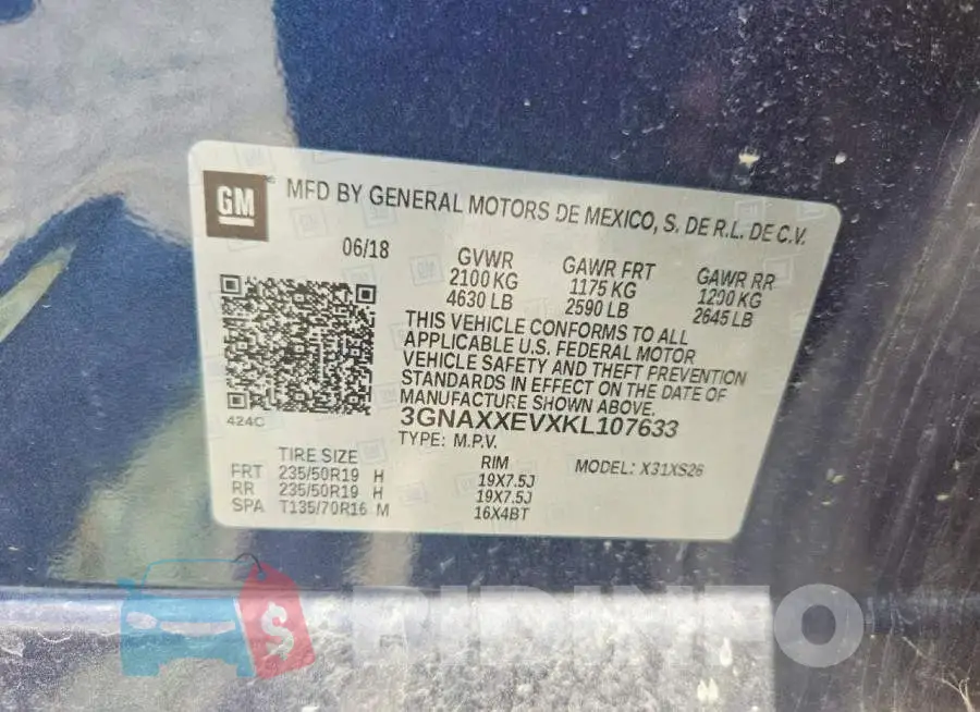 3GNAXXEVXKL107633 Photo# 13