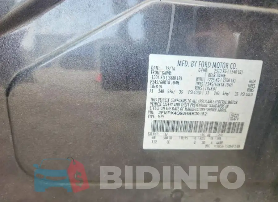 2FMPK4G98HBB30182 Photo# 12