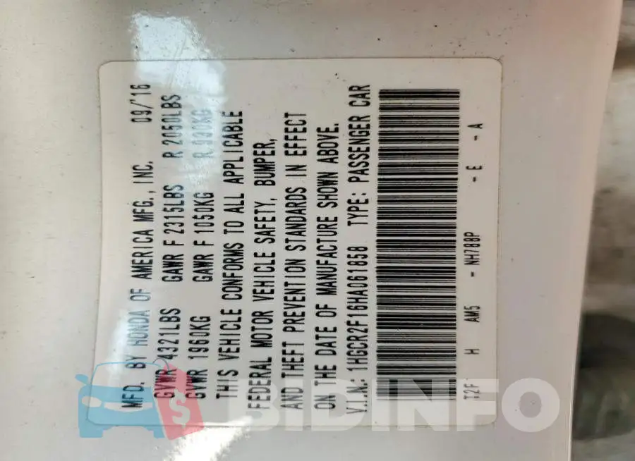 1HGCR2F16HA061858 Photo# 14