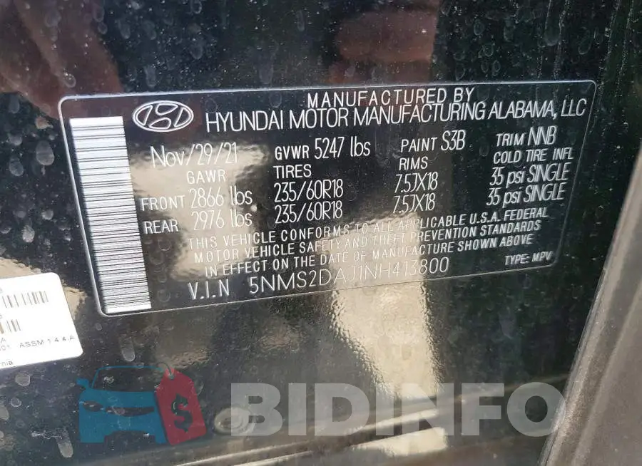 5NMS2DAJ1NH413800 Photo# 13