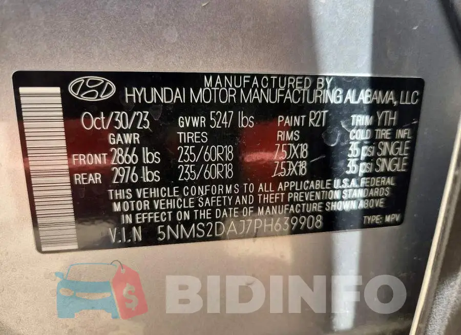 5NMS2DAJ7PH639908 Photo# 14