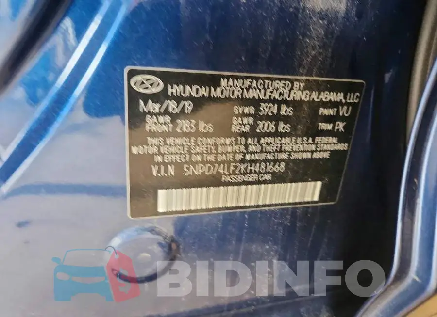 5NPD74LF2KH481668 Photo# 12