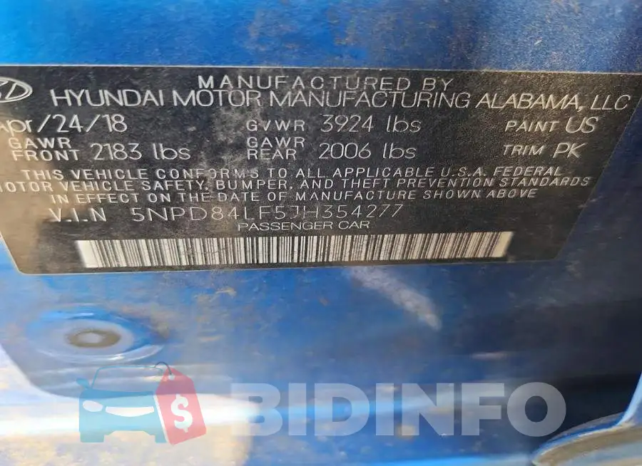 5NPD84LF5JH354277 Photo# 12
