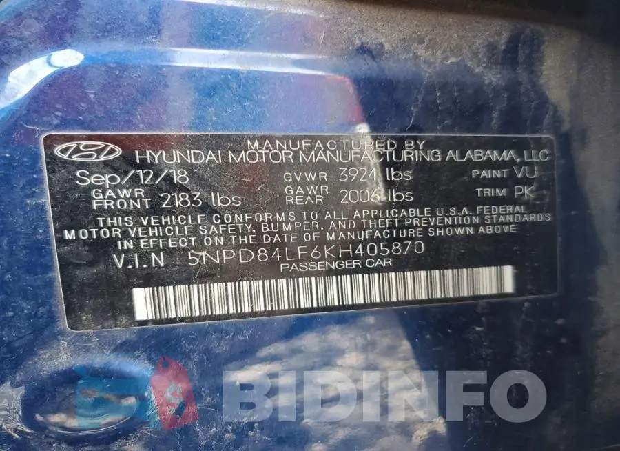 5NPD84LF6KH405870 Photo# 12