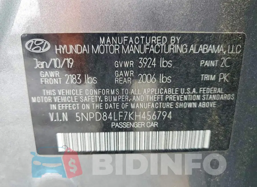 5NPD84LF7KH456794 Photo# 12