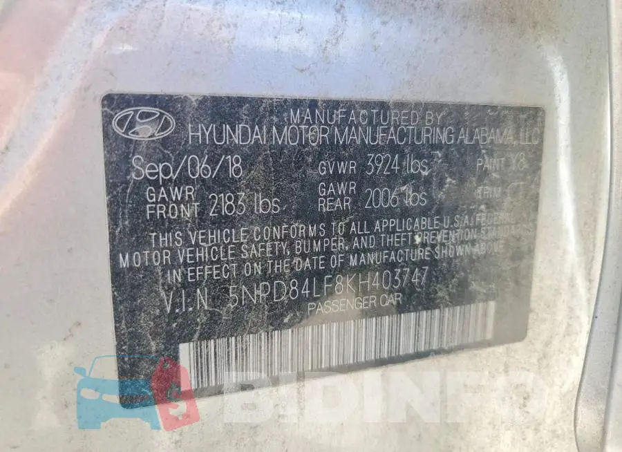 5NPD84LF8KH403747 Photo# 12
