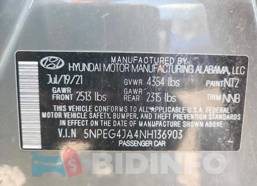 5NPEG4JA4NH136903 Photo# 13