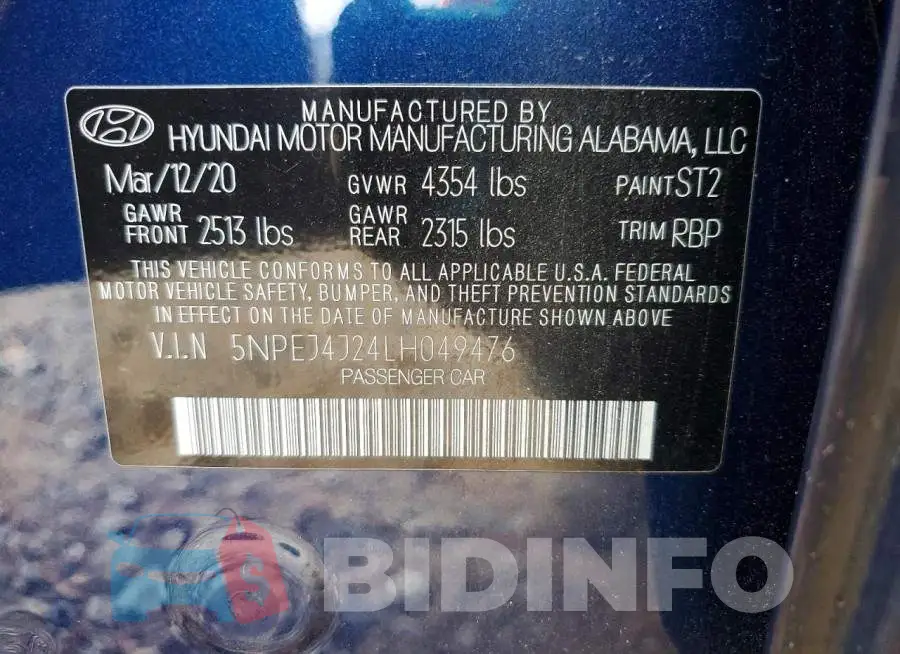 5NPEJ4J24LH049476 Photo# 12
