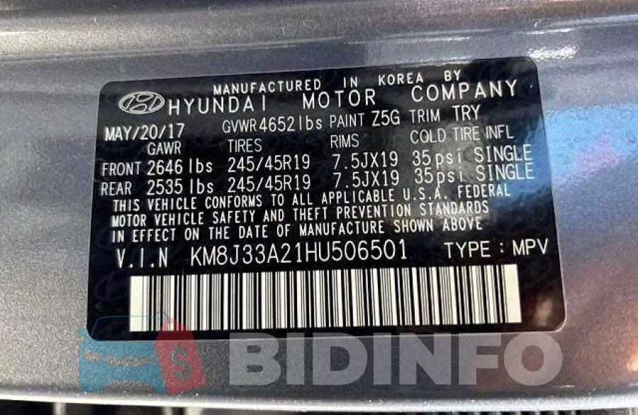 KM8J33A21HU506501 Photo# 10