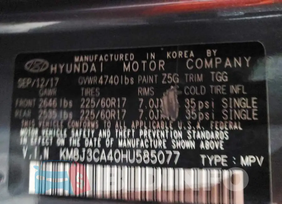 KM8J3CA40HU585077 Photo# 13